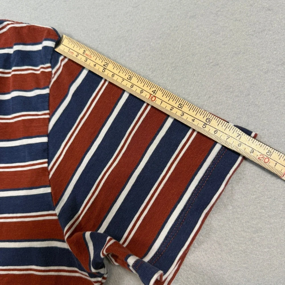 Levis Mens Standard Fit Striped Pocket T Shirt M Navy Rust White Crew Neck